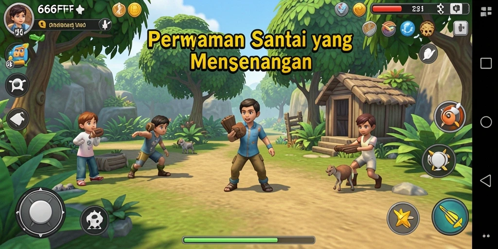 Screenshot utama 666FF menampilkan gameplay yang ceria dan menghibur.