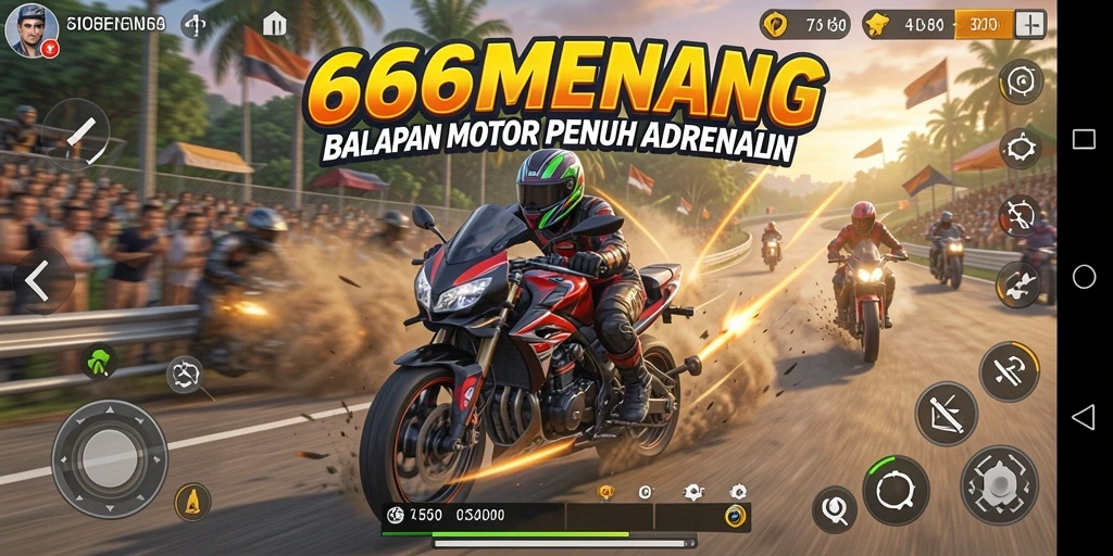 Tampilan balapan seru di 666MENANG dengan motor kece.