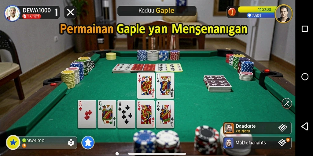 Screenshot gameplay DEWA1000 menampilkan momen seru bermain Gaple.