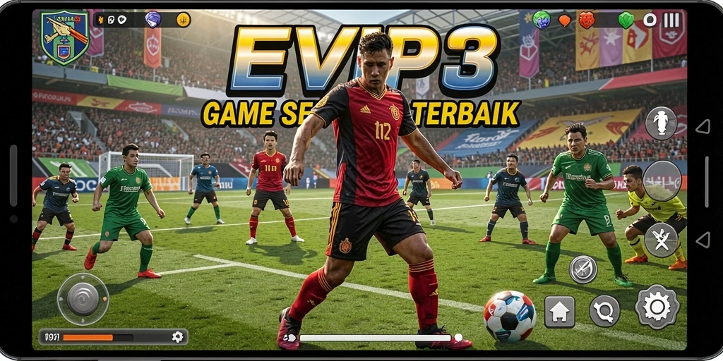 Tampilan gameplay menarik dari EVIP3 yang penuh aksi sepak bola.