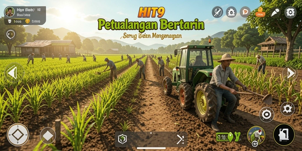 Tampilan gameplay HIT9 menunjukkan aktivitas bertani yang mengasyikkan.