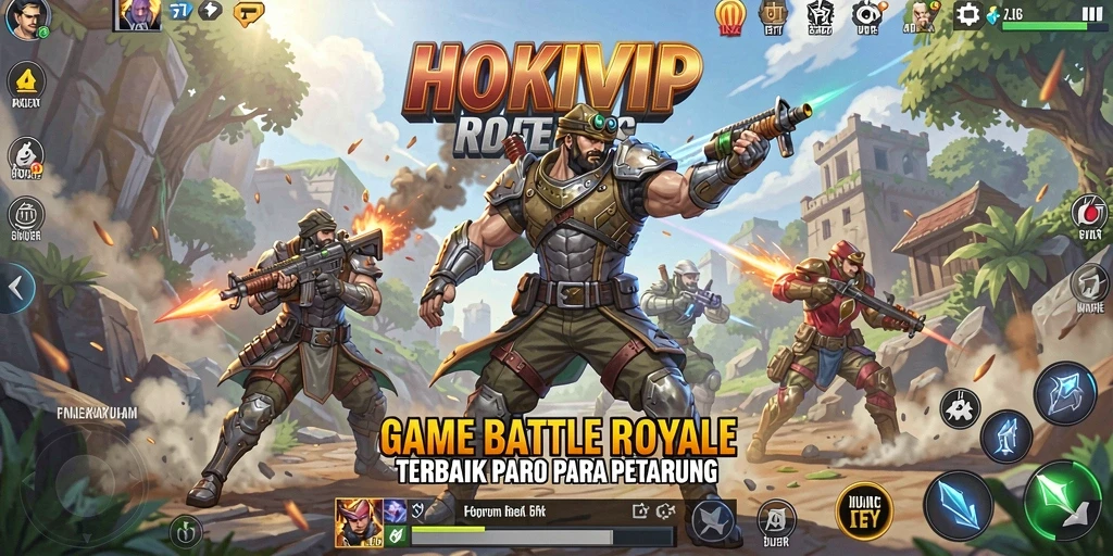 Tangkapan layar menunjukkan aksi seru dalam gameplay HOKIVIP Battle Royale.