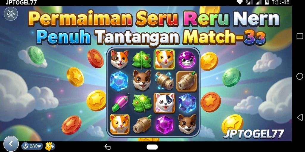 Screenshot gameplay JPTOGEL77 dengan aksi seru Match-3.