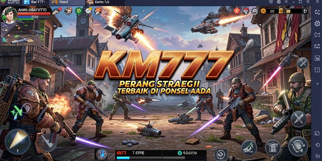 Tampilan screenshot KM777 menampilkan aksi dinamis dalam gameplay strategi.