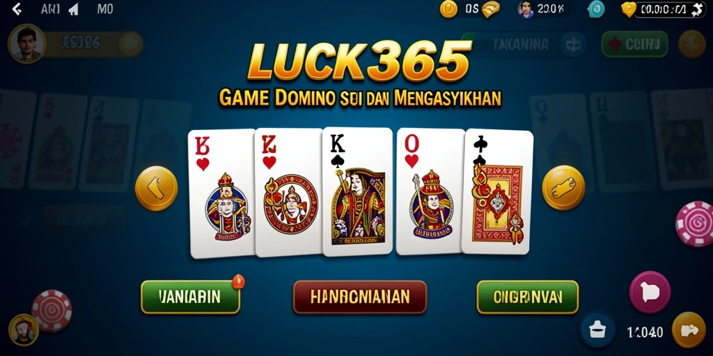 Screenshot utama LUCK365 menampilkan gameplay Domino yang seru.