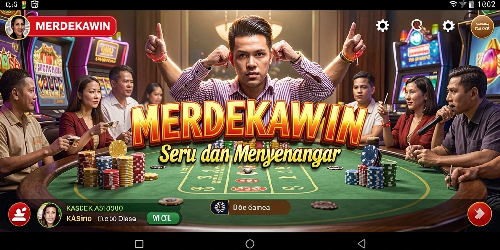 Screenshot gameplay <strong>MERDEKAWIN</strong> menampilkan pengalaman Kasino yang mendebarkan.