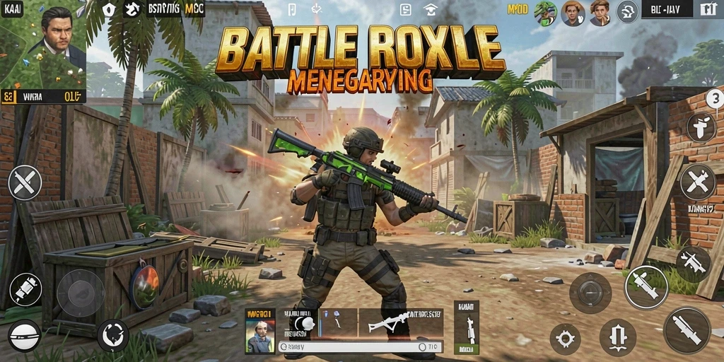 Tampilan gameplay seru di MPOID saat pertarungan intens Battle Royale.