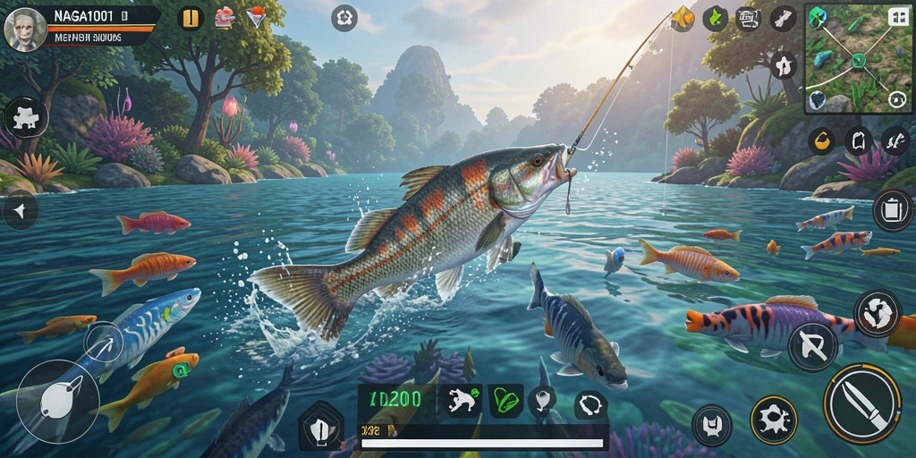 Tampilan gameplay NAGA1001 yang menegangkan saat menangkap ikan.