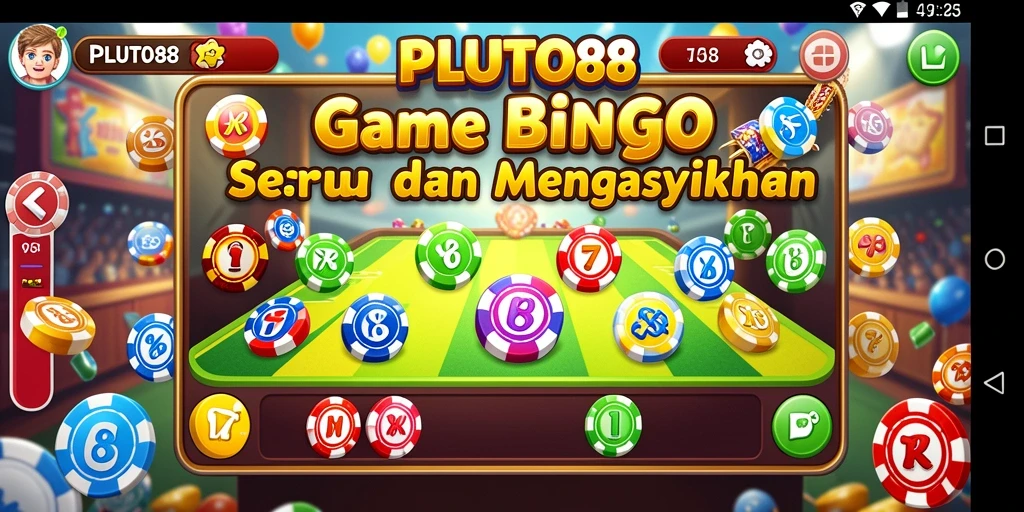 Tampilan gameplay seru Bingo di PLUTO88 yang penuh warna.