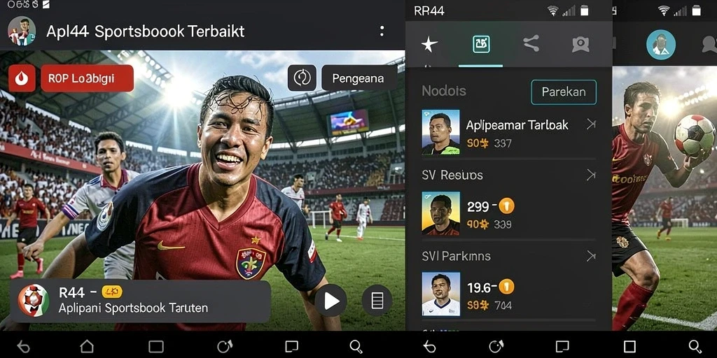 Screenshot yang menunjukkan tampilan pengguna saat bermain di aplikasi Sportsbook.